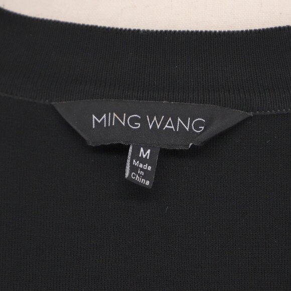 MING WANG Beaded Geometric Design Structured Knit Zip-Up Jacket Black Size M - Picture 6 of 7